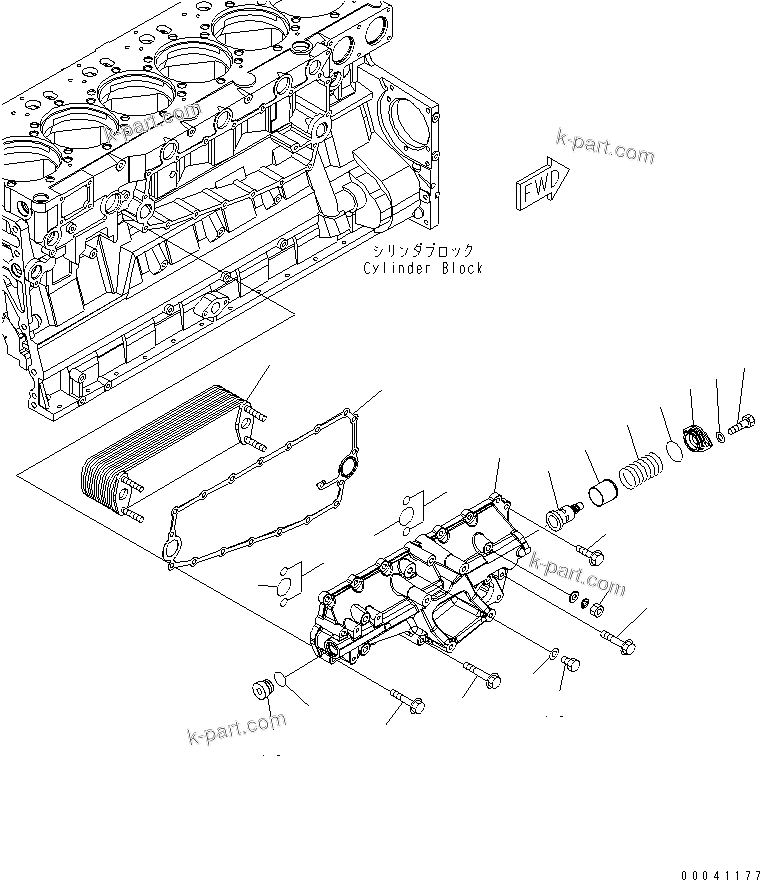 Komatsu parts book diagram for SAA6D140E-5E S/N 530001-UP: OIL COOLER