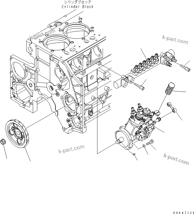 Komatsu parts book diagram for SAA6D140E-5E S/N 530001-UP: FUEL SUPPLY PUMP AND COMMON RAIL MOUNTING(#530003-)