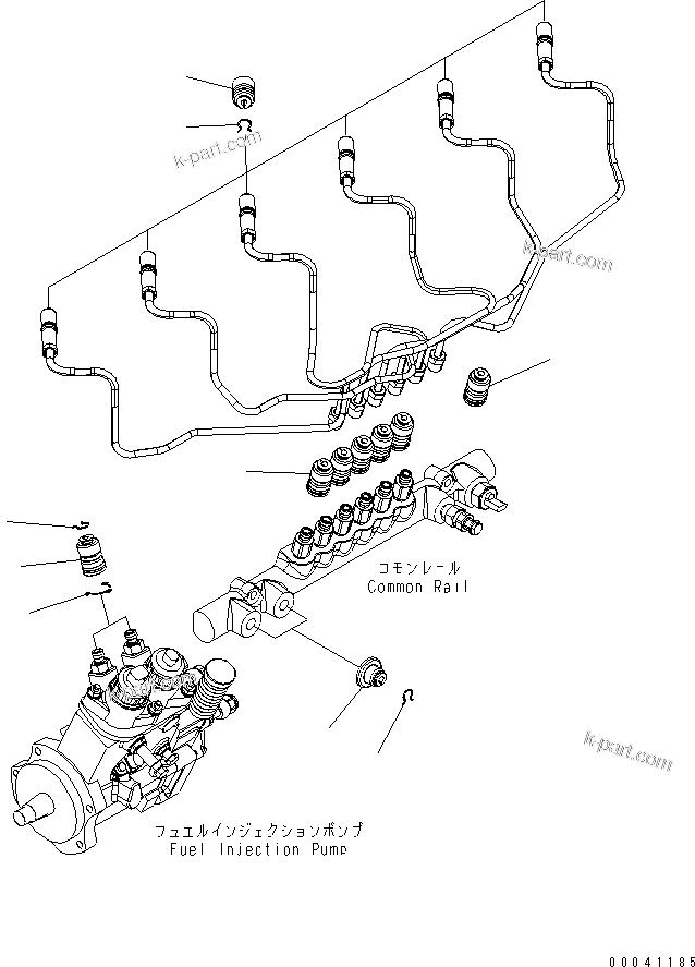 Komatsu parts book diagram for SAA6D140E-5E S/N 530001-UP: FUEL SUPPLY TUBE JOINT SUPPORT