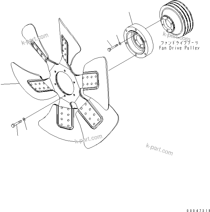 Komatsu parts book diagram for SAA6D140E-5E S/N 530001-UP: COOLING FAN (SUCTION TYPE)(#530008-)