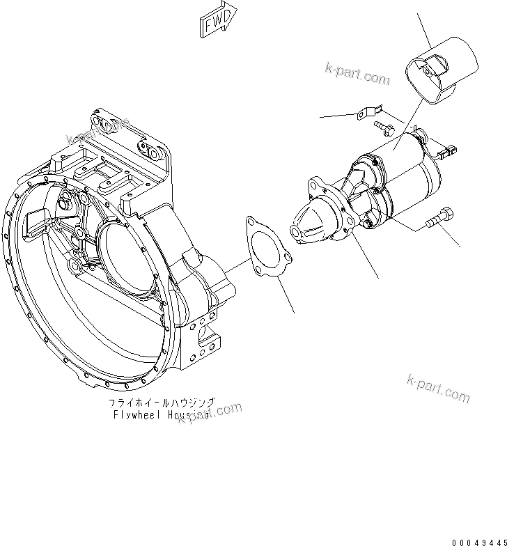 Komatsu parts book diagram for SAA6D140E-5E S/N 530001-UP: STARTING MOTOR MOUNTING (11KW)(#530008-)