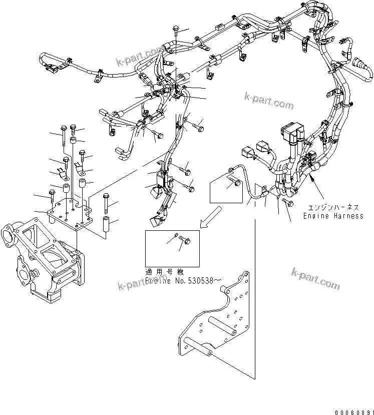 Komatsu parts book diagram for SAA6D140E-5E S/N 530001-UP: ELECTRICAL WIRING (4/4)(#530008-530698)