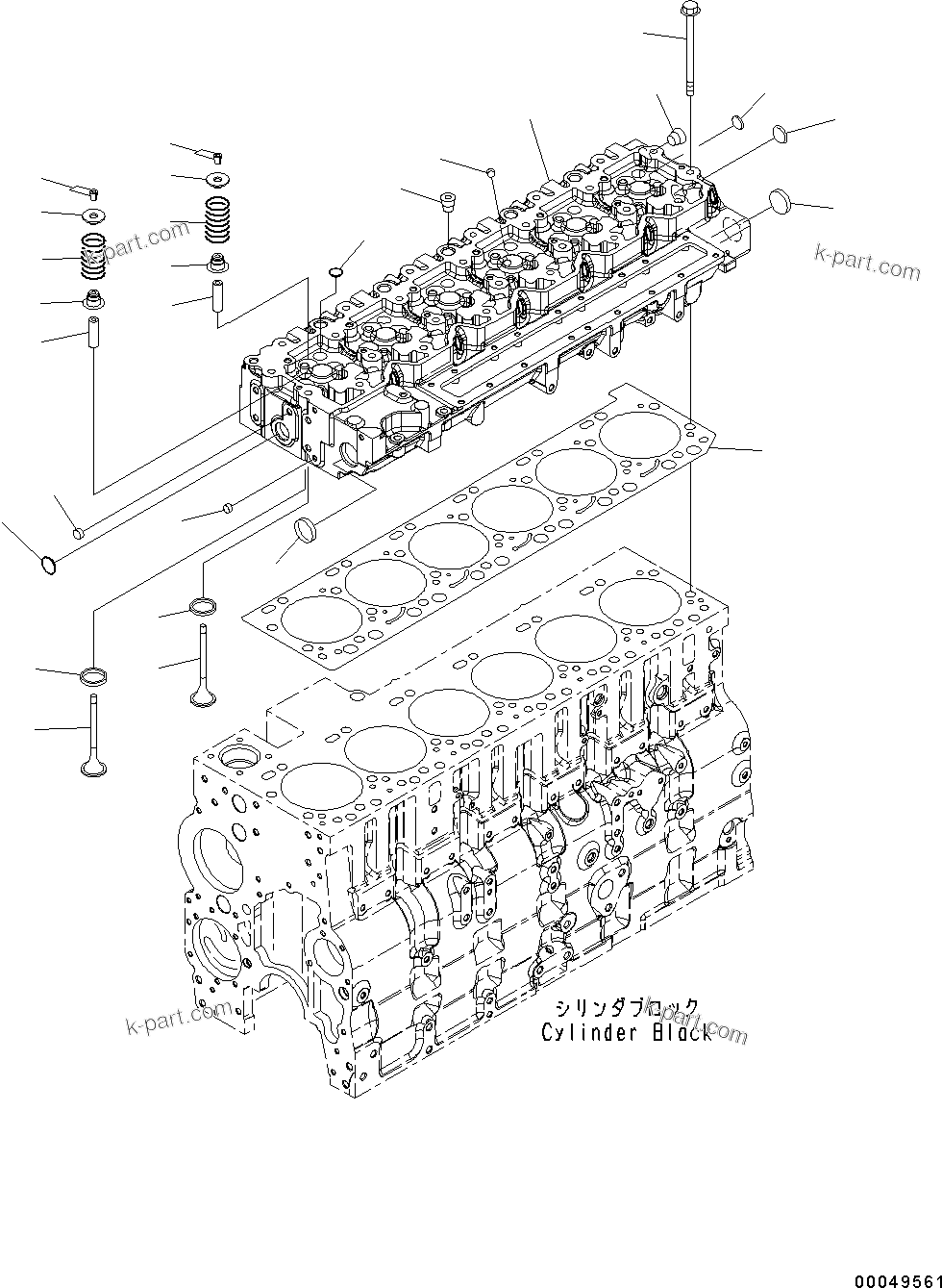 Komatsu parts book diagram for SAA6D114E-3D S/N 26852735-UP: CYLINDER HEAD