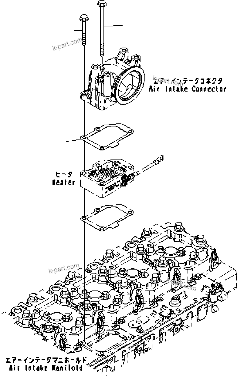 Komatsu parts book diagram for SAA6D114E-3D S/N 26852735-UP: AIR INTAKE CONNECTOR MOUNTS