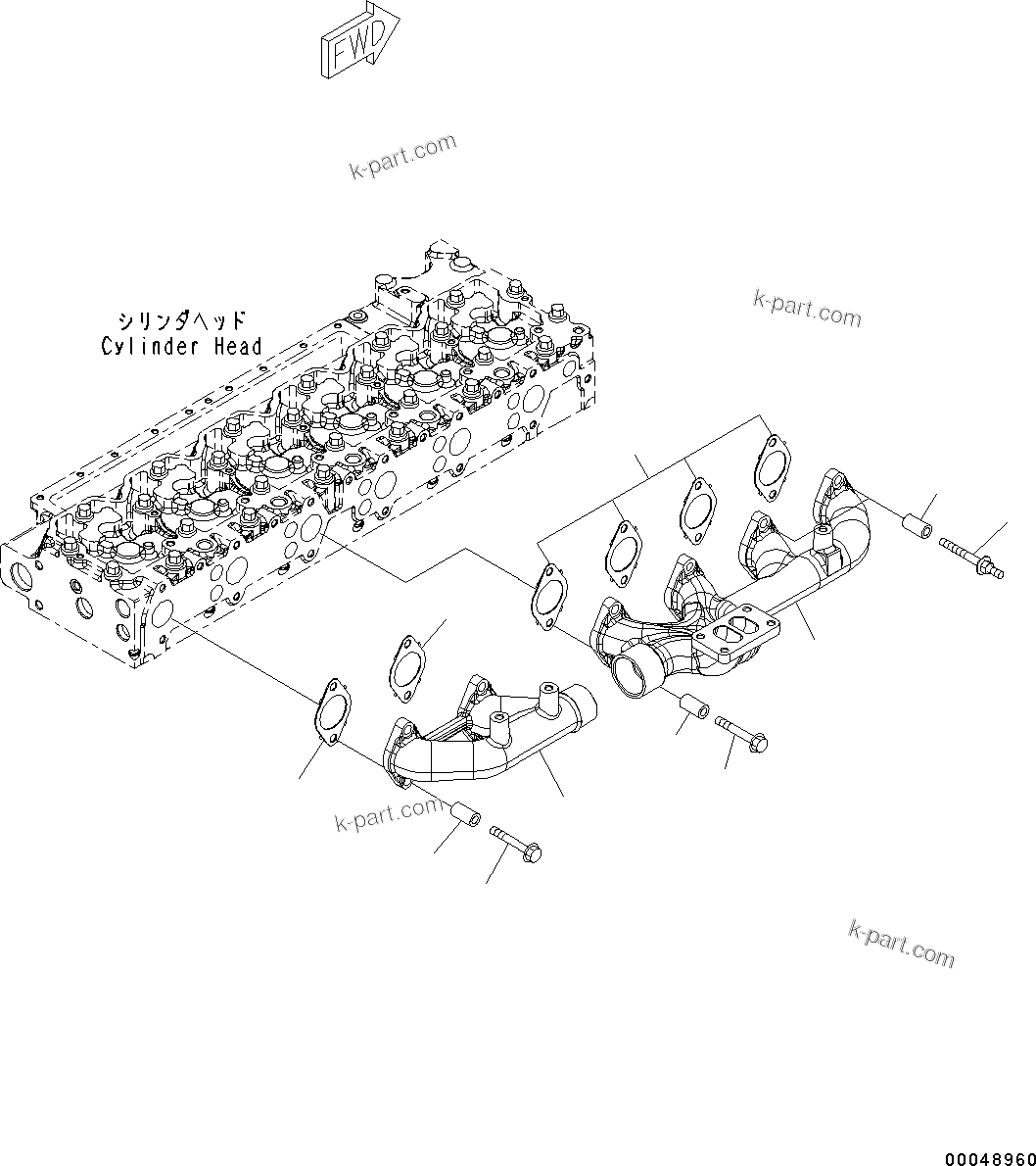 Komatsu parts book diagram for SAA6D114E-3D S/N 26852735-UP: EXHAUST MANIFOLD