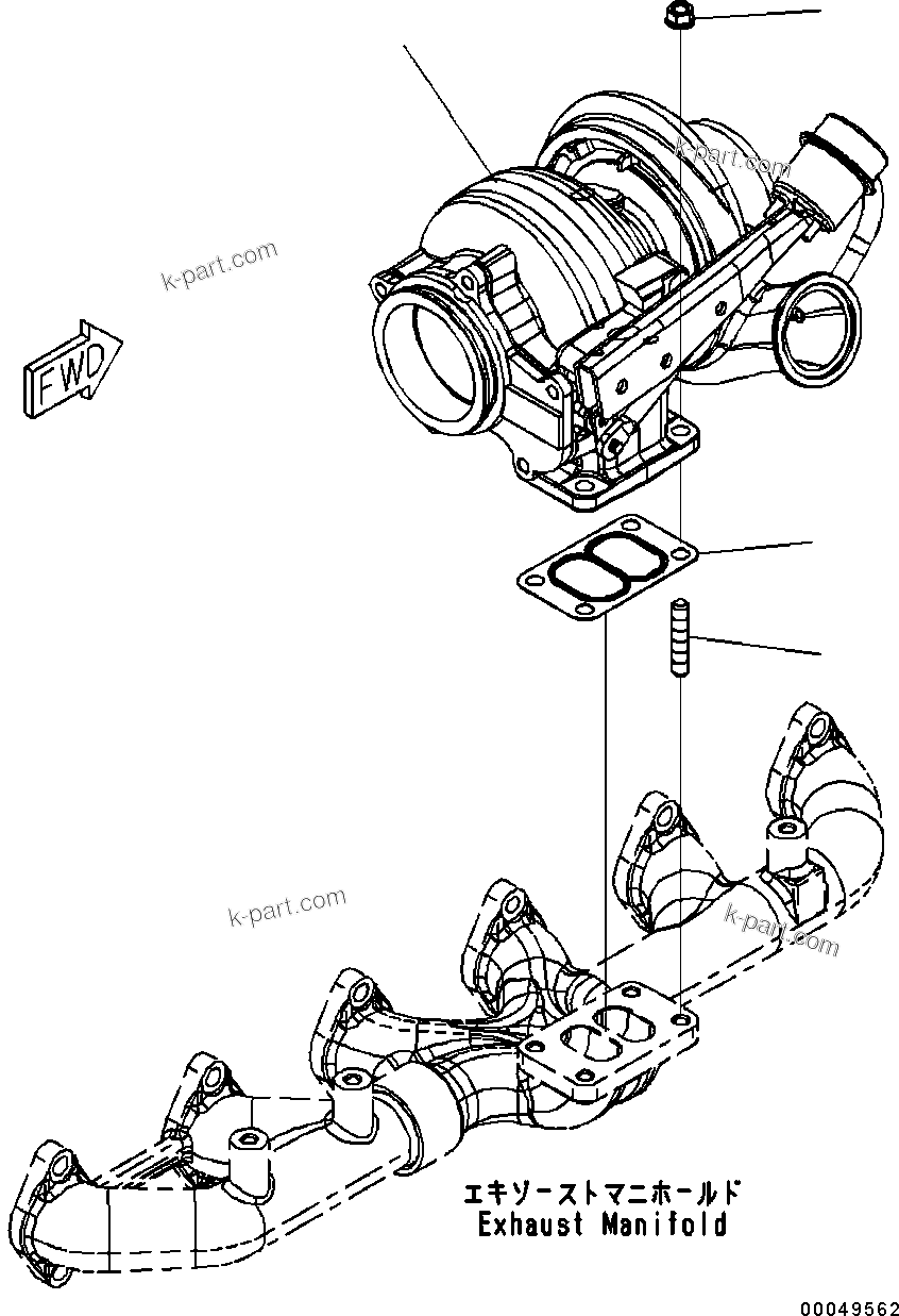 Komatsu parts book diagram for SAA6D114E-3D S/N 26852735-UP: TURBOCHARGER
