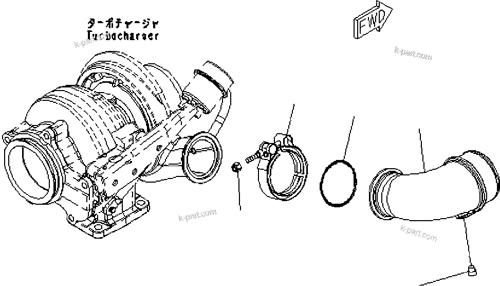 Komatsu parts book diagram for SAA6D114E-3D S/N 26852735-UP: EXHAUST CONNECTION