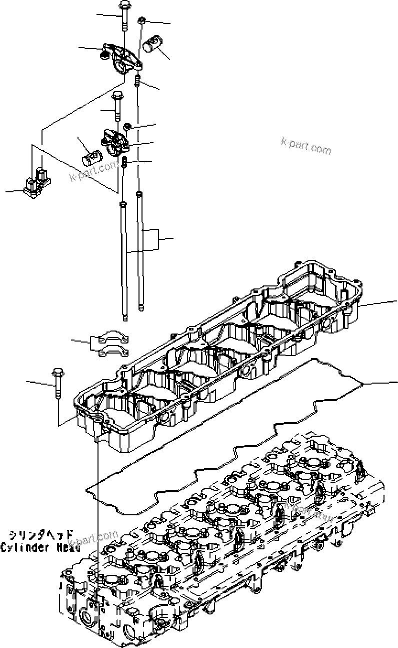 Komatsu parts book diagram for SAA6D114E-3D S/N 26852735-UP: ROCKER ARM HOUSING AND ROCKER ARM