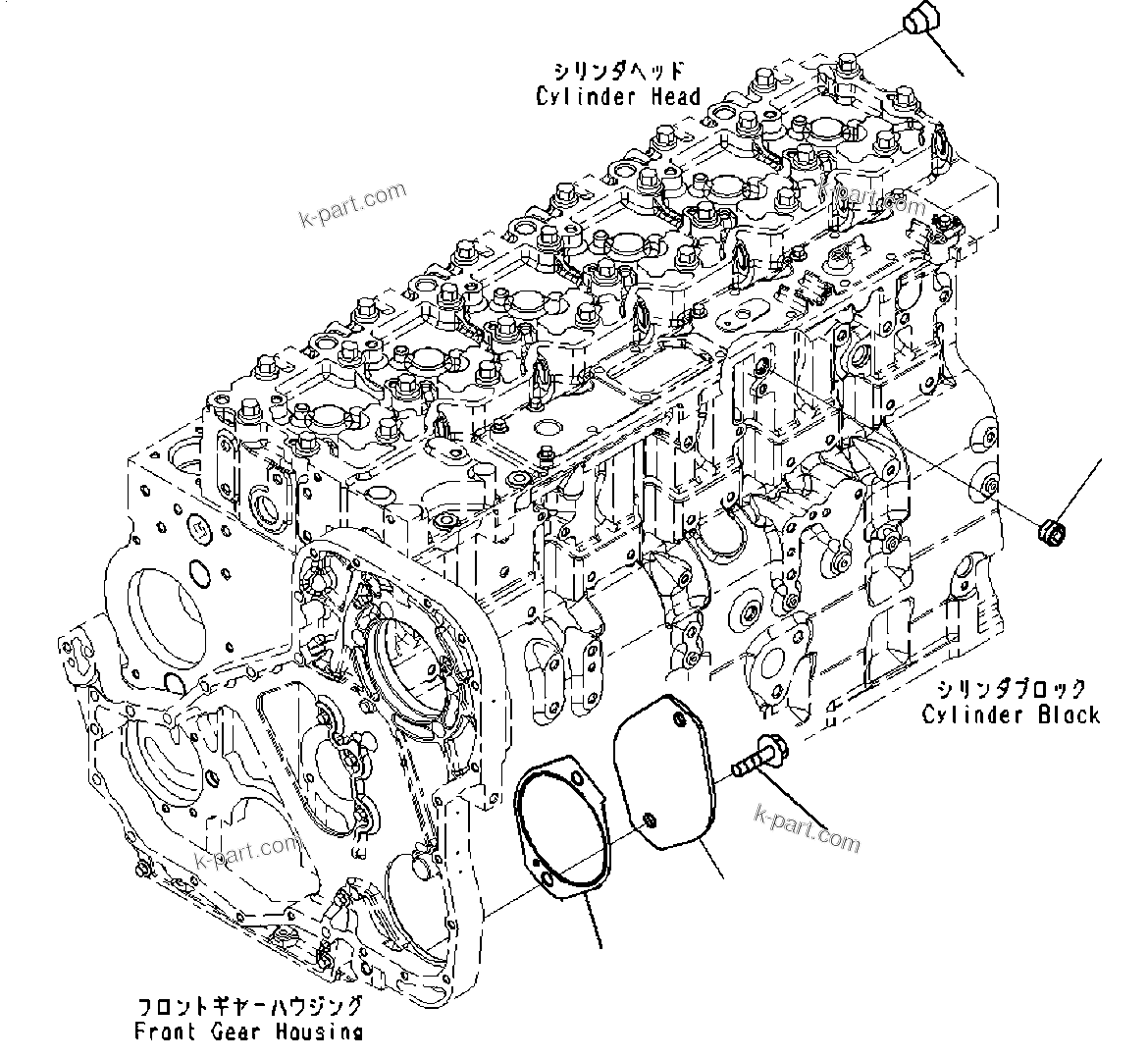 Komatsu parts book diagram for SAA6D114E-3D S/N 26852735-UP: FRONT GEAR TRAIN COVER
