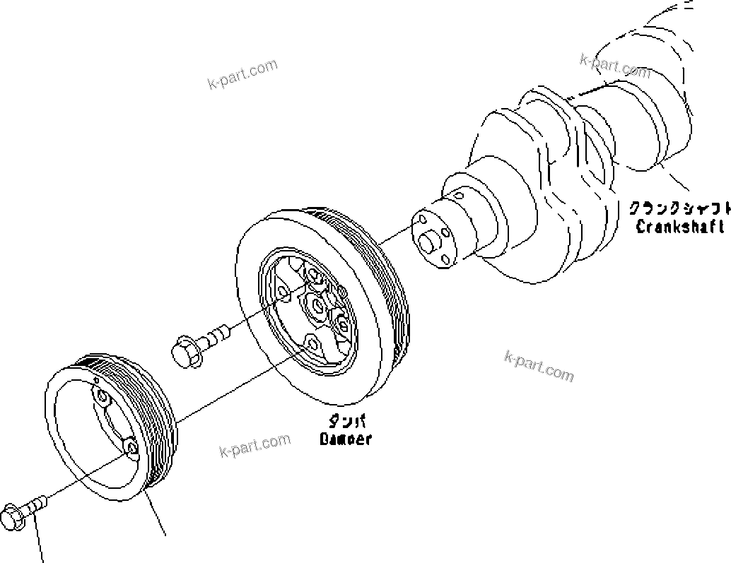 Komatsu parts book diagram for SAA6D114E-3D S/N 26852735-UP: CRANK PULLEY