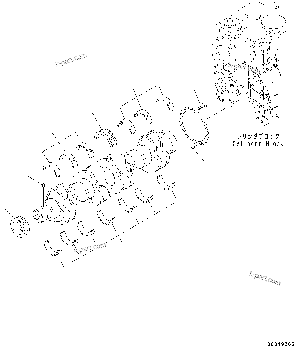 Komatsu parts book diagram for SAA6D114E-3D S/N 26852735-UP: CRANKSHAFT