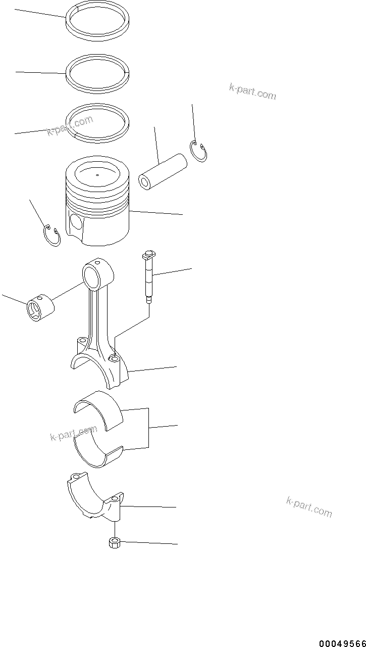 Komatsu parts book diagram for SAA6D114E-3D S/N 26852735-UP: PISTON AND CONNECTING ROD