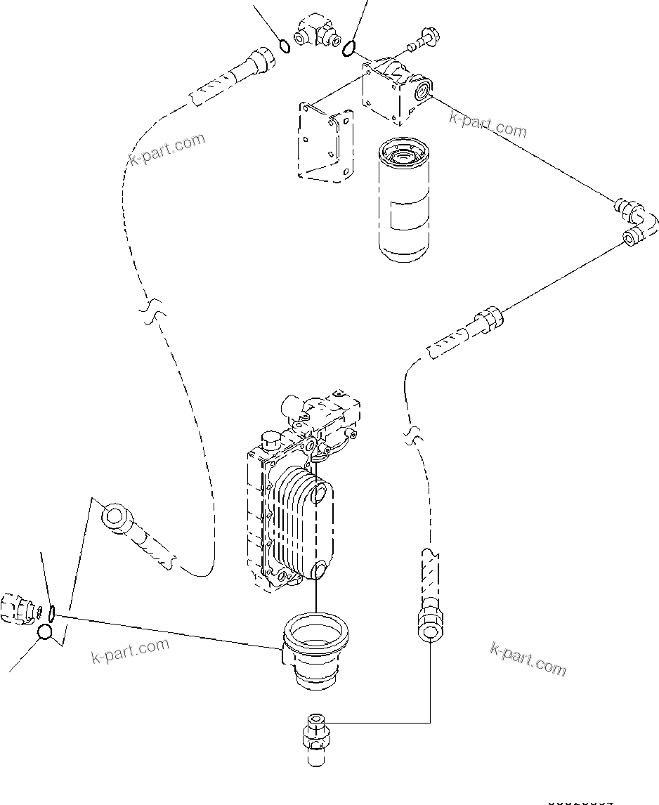 Komatsu parts book diagram for SAA6D114E-3D S/N 26852735-UP: ENGINE OIL FILTER, RELATED PARTS