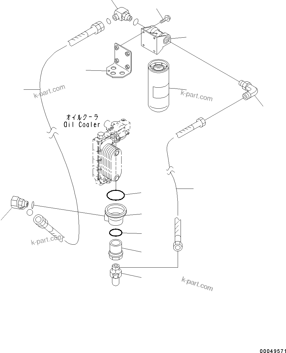 Komatsu parts book diagram for SAA6D114E-3D S/N 26852735-UP: ENGINE OIL FILTER AND ENGINE OIL COOLER, PIPING