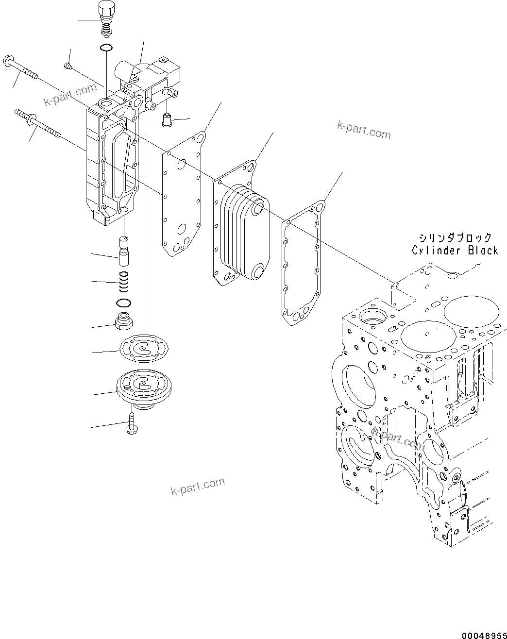 Komatsu parts book diagram for SAA6D114E-3D S/N 26852735-UP: ENGINE OIL COOLER