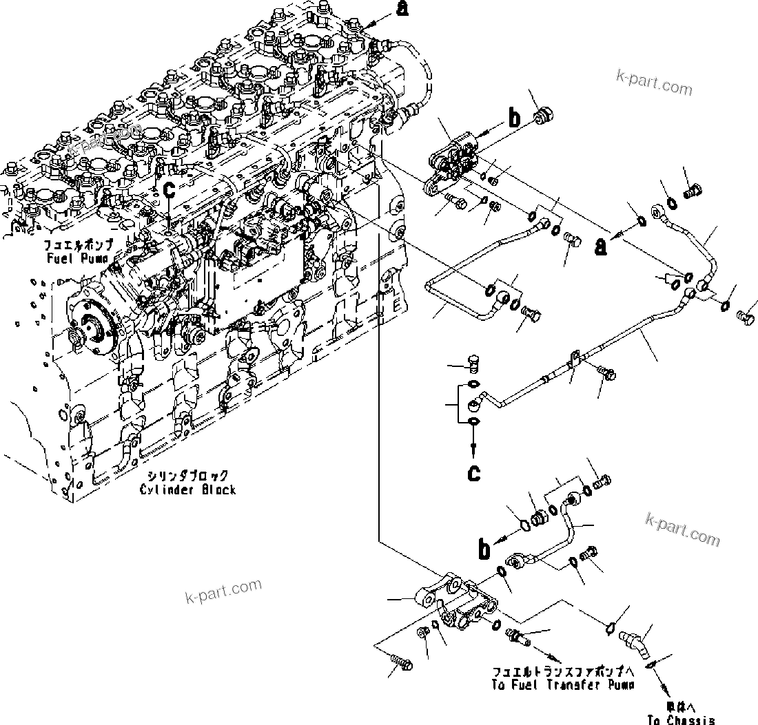 Komatsu parts book diagram for SAA6D114E-3D S/N 26852735-UP: FUEL PIPING