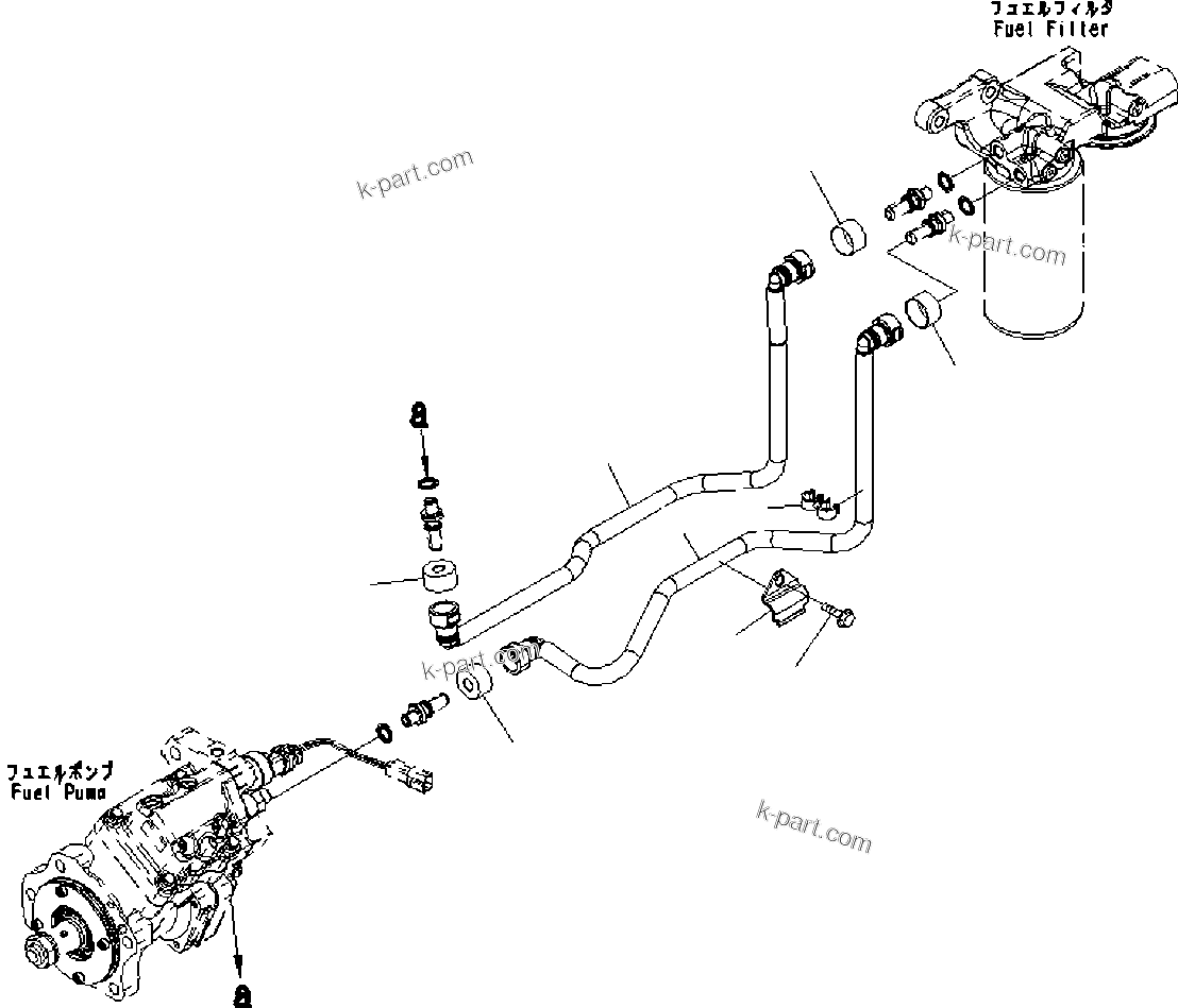 Komatsu parts book diagram for SAA6D114E-3D S/N 26852735-UP: FUEL FILTER PLUMBING, PIPING