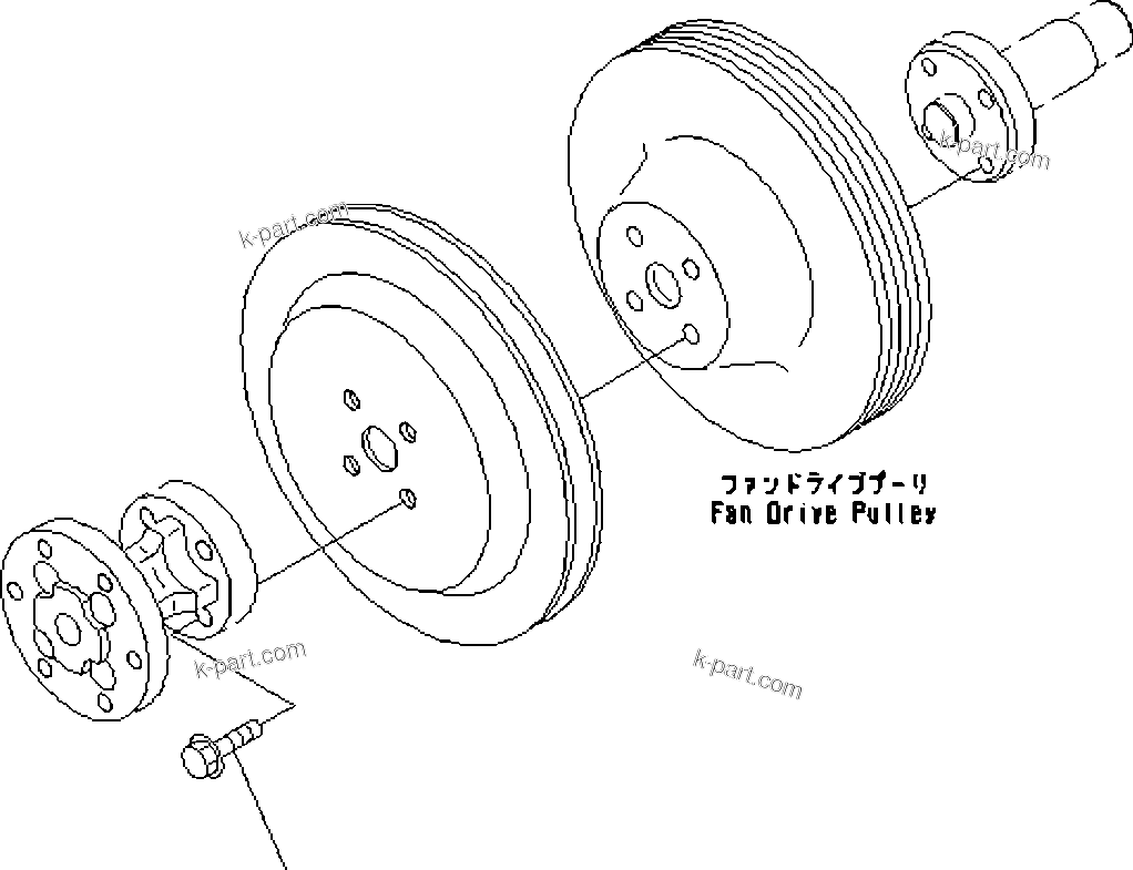 Komatsu parts book diagram for SAA6D114E-3D S/N 26852735-UP: COOLING FAN DRIVE BOLT