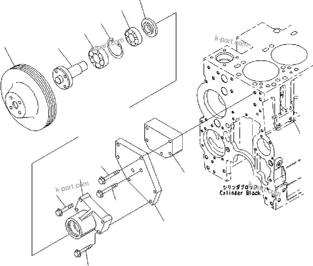 Komatsu parts book diagram for SAA6D114E-3D S/N 26852735-UP: COOLING FAN DRIVE PULLEY