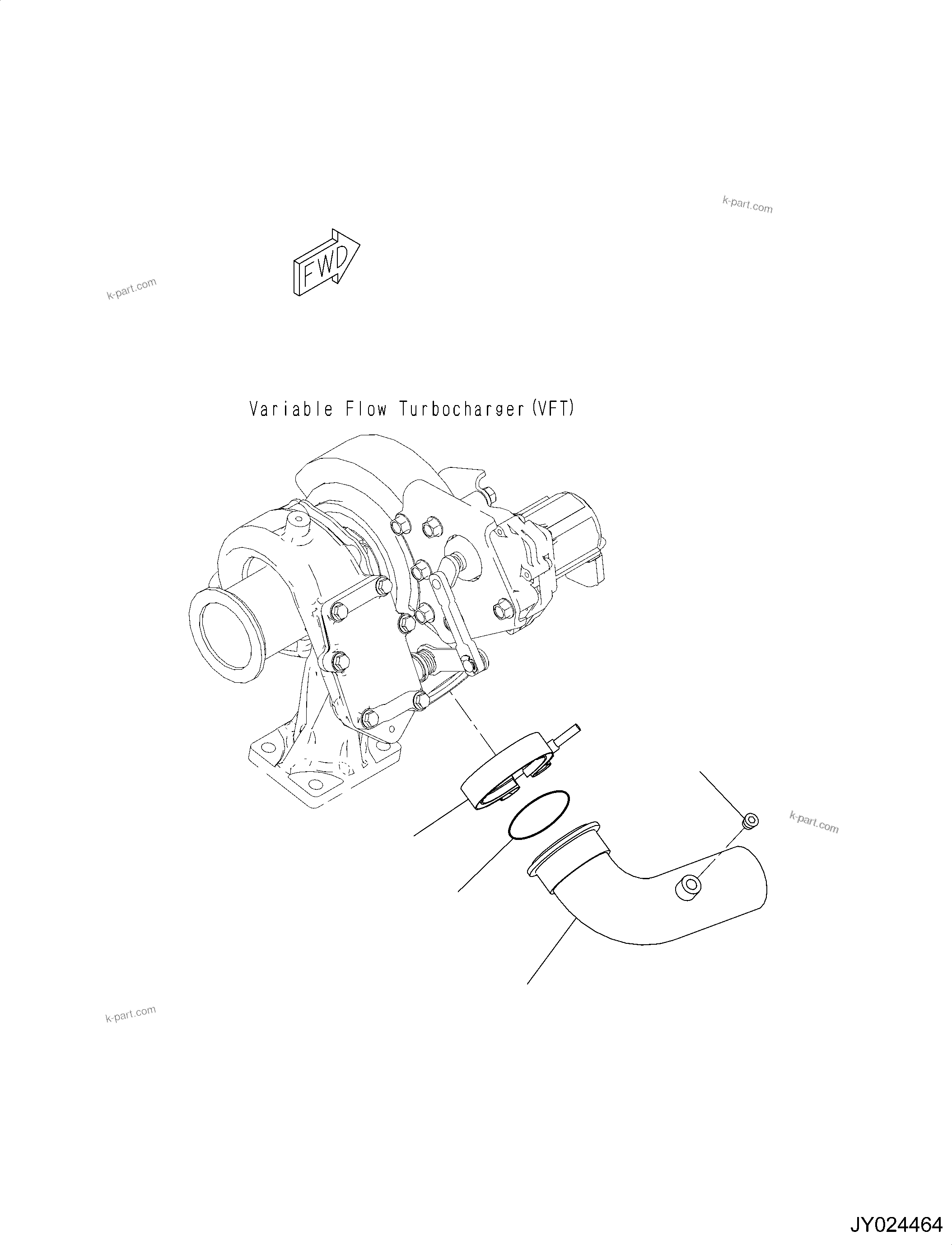 Komatsu parts book diagram for SAA4D95LE-6CH S/N 705134-UP (For WA80M-7): AIR TRANSFER CONNECTION
