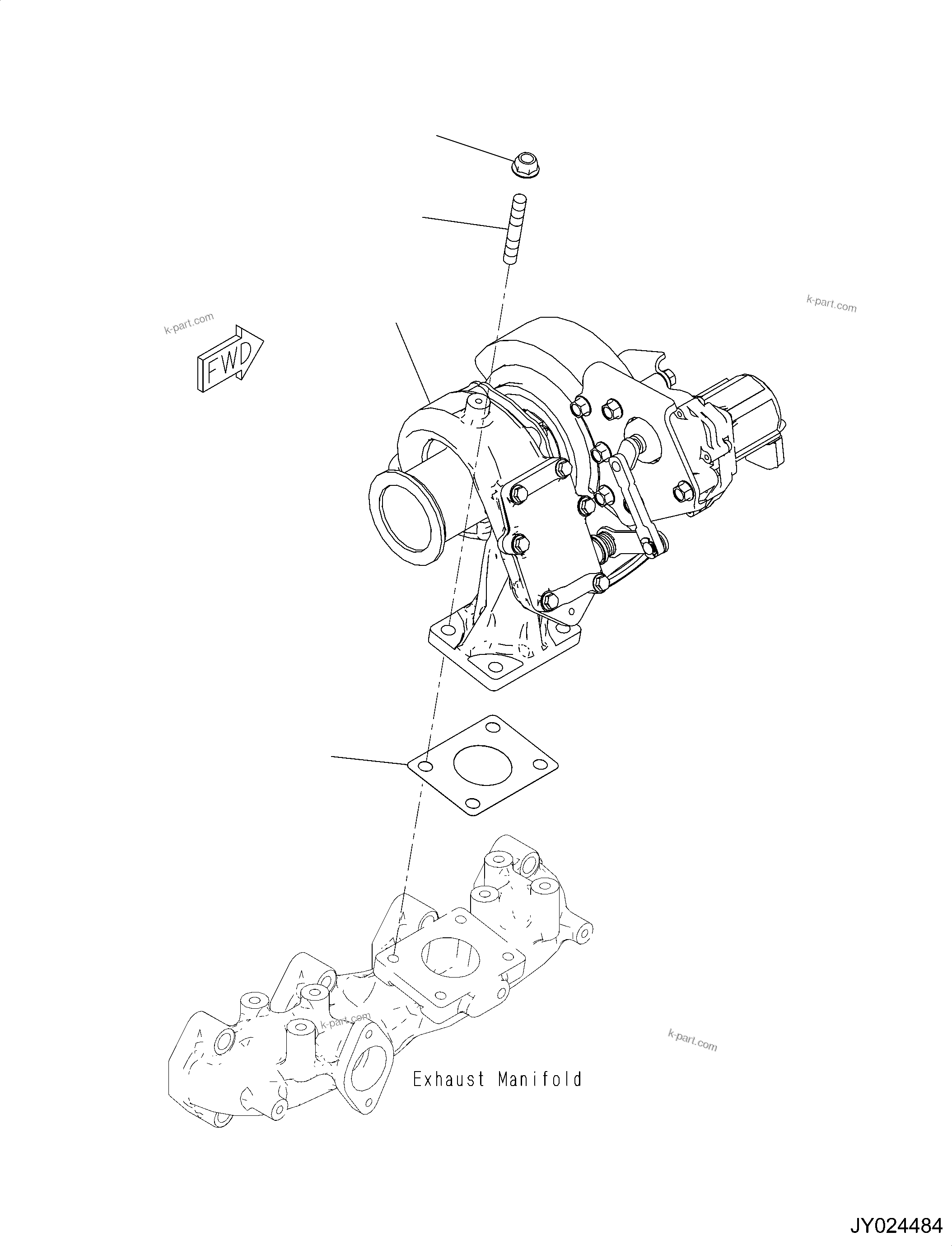 Komatsu parts book diagram for SAA4D95LE-6CH S/N 705134-UP (For WA80M-7): VARIABLE FLOW TURBOCHARGER