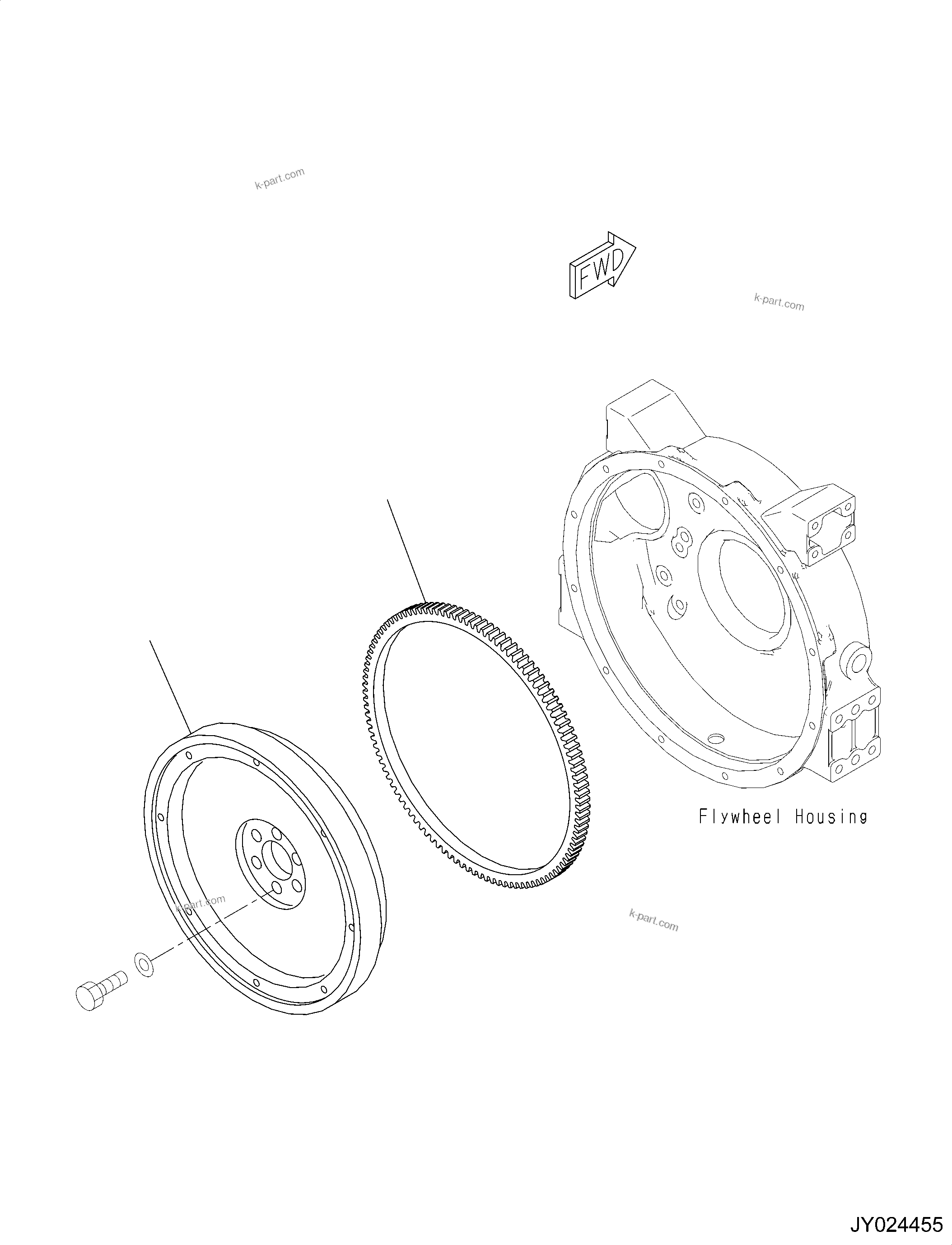Komatsu parts book diagram for SAA4D95LE-6CH S/N 705134-UP (For WA80M-7): FLYWHEEL