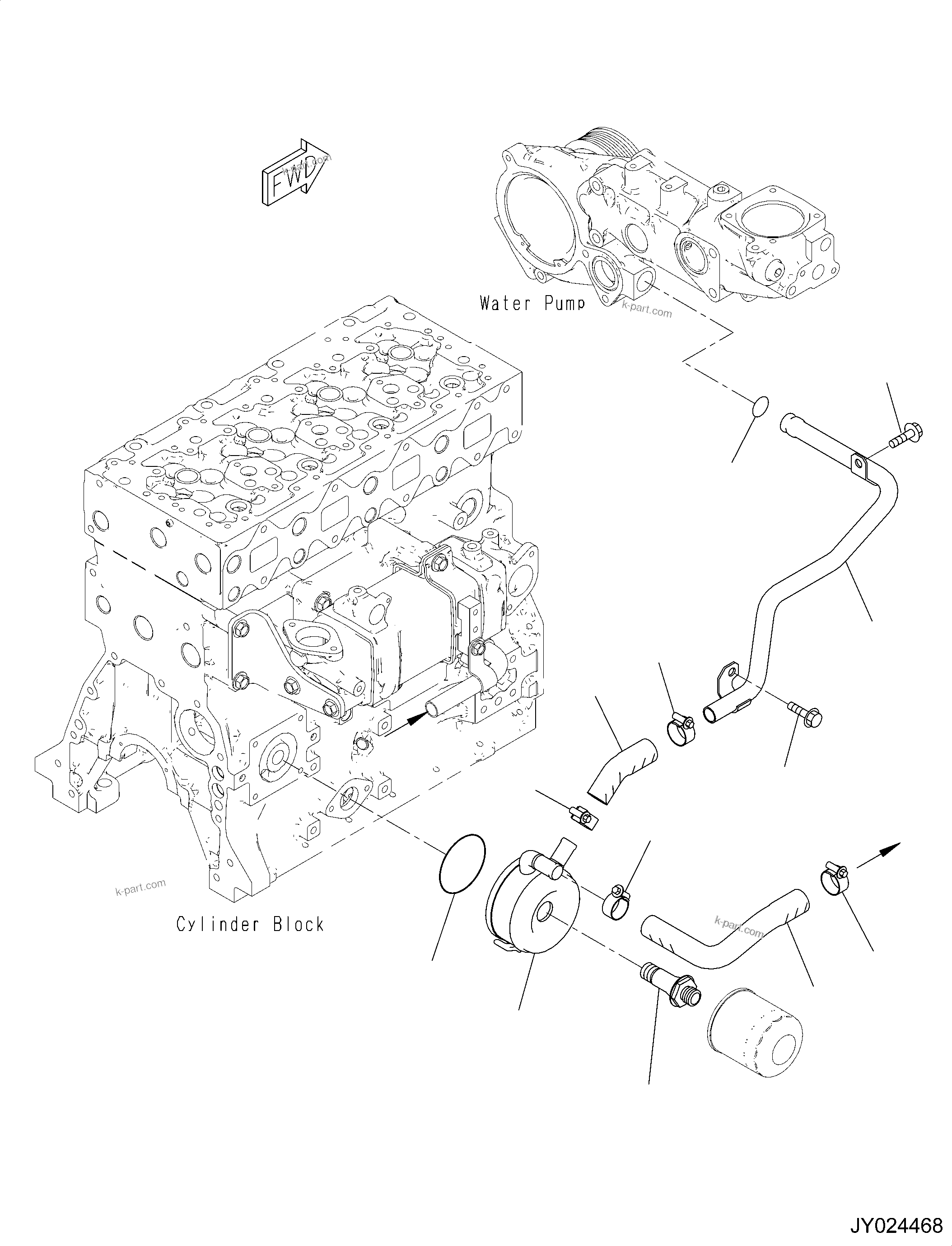 Komatsu parts book diagram for SAA4D95LE-6CH S/N 705134-UP (For WA80M-7): ENGINE OIL COOLER