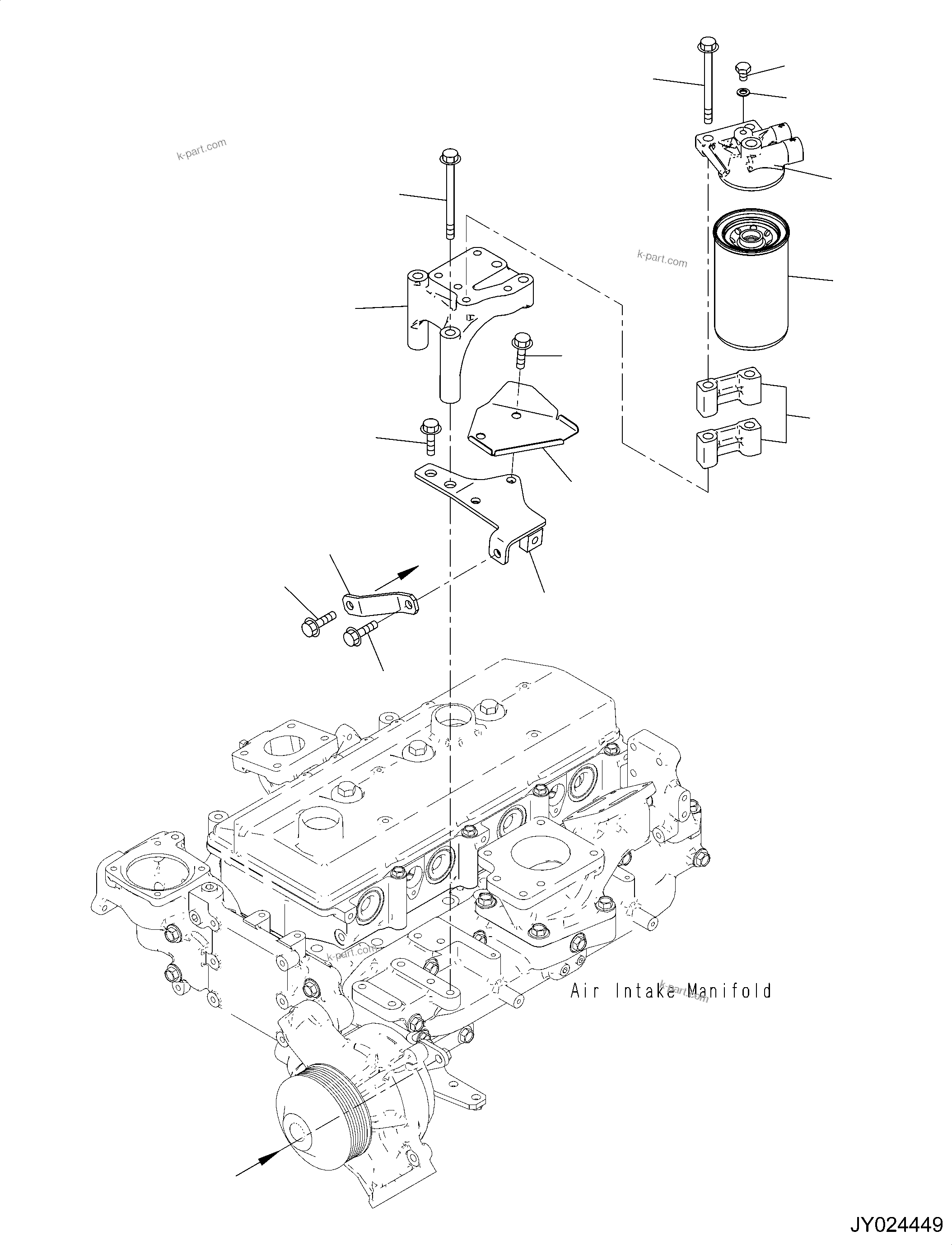 Komatsu parts book diagram for SAA4D95LE-6CH S/N 705134-UP (For WA80M-7): FUEL FILTER