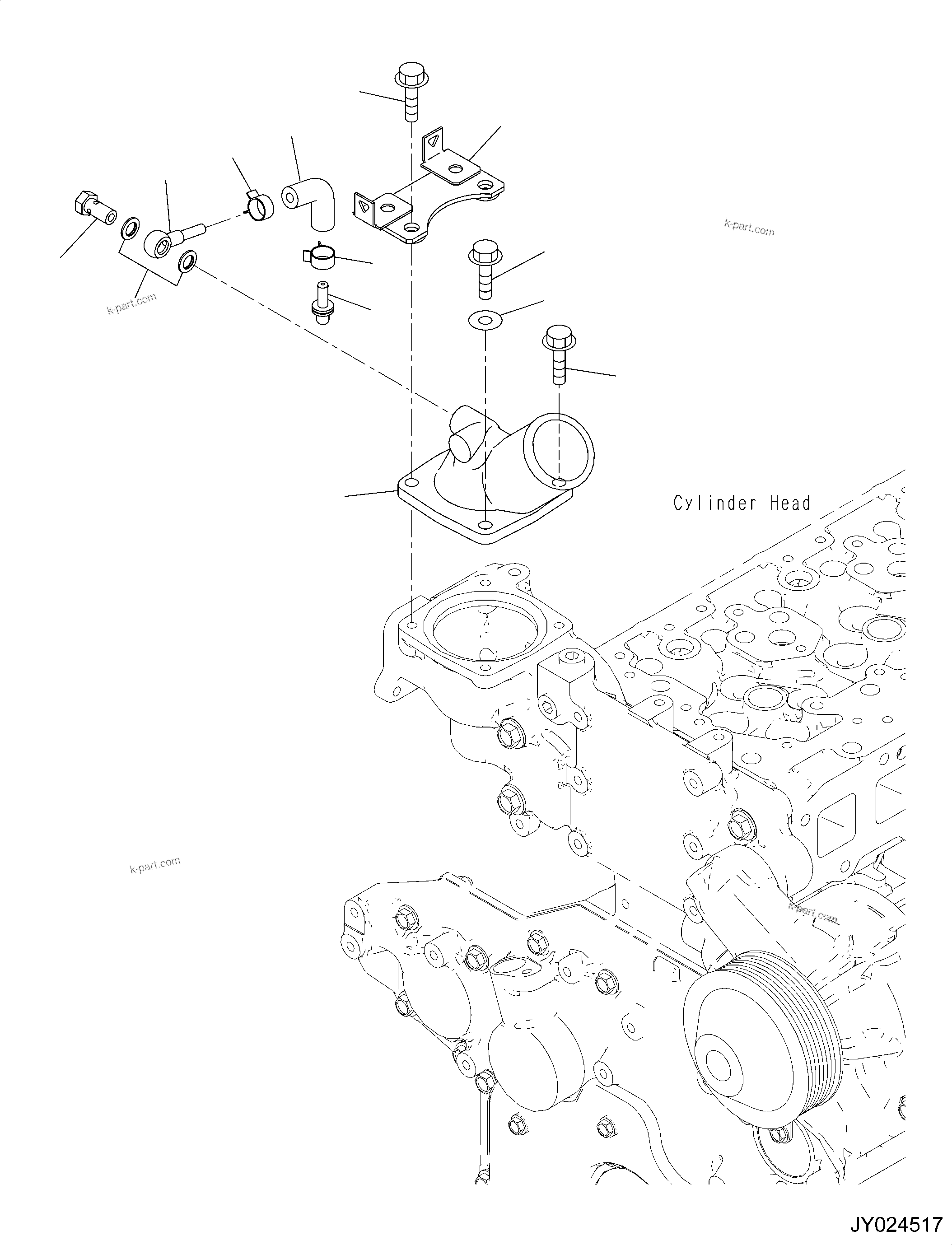 Komatsu parts book diagram for SAA4D95LE-6CH S/N 705134-UP (For WA80M-7): WATER OUTLET CONNECTOR