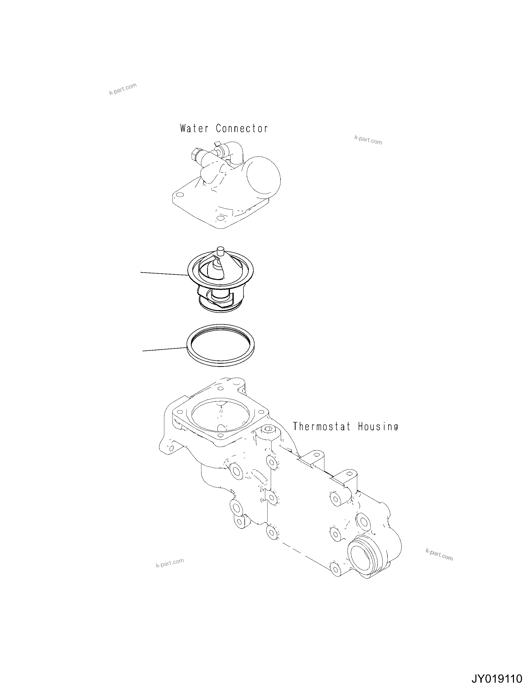 Komatsu parts book diagram for SAA4D95LE-6CH S/N 705134-UP (For WA80M-7): THERMOSTAT