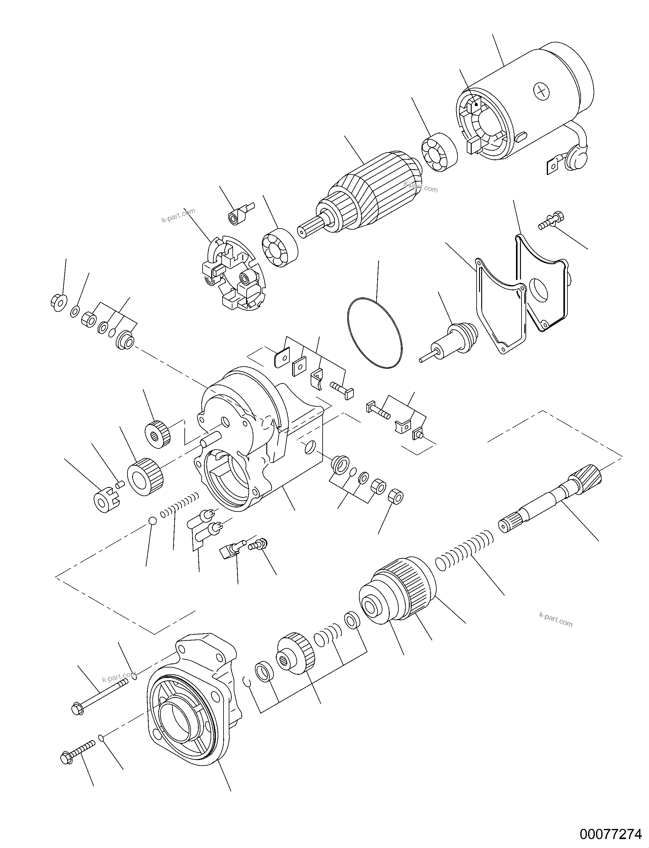 Komatsu parts book diagram for SAA4D95LE-6CH S/N 705134-UP (For WA80M-7): STARTING MOTOR, 2.2KW