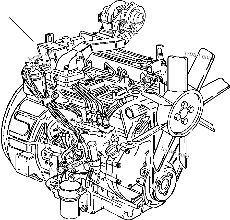 Komatsu parts book diagram for WB140PS-2N S/N A40034-UP: FIG. A0100-01A0  ENGINE - COMPLETE ASSEMBLY