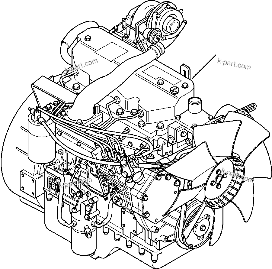 Komatsu parts book diagram for WB140PS-2N S/N A40034-UP: FIG. A0100-01A1  ENGINE - COMPLETE ASSEMBLY