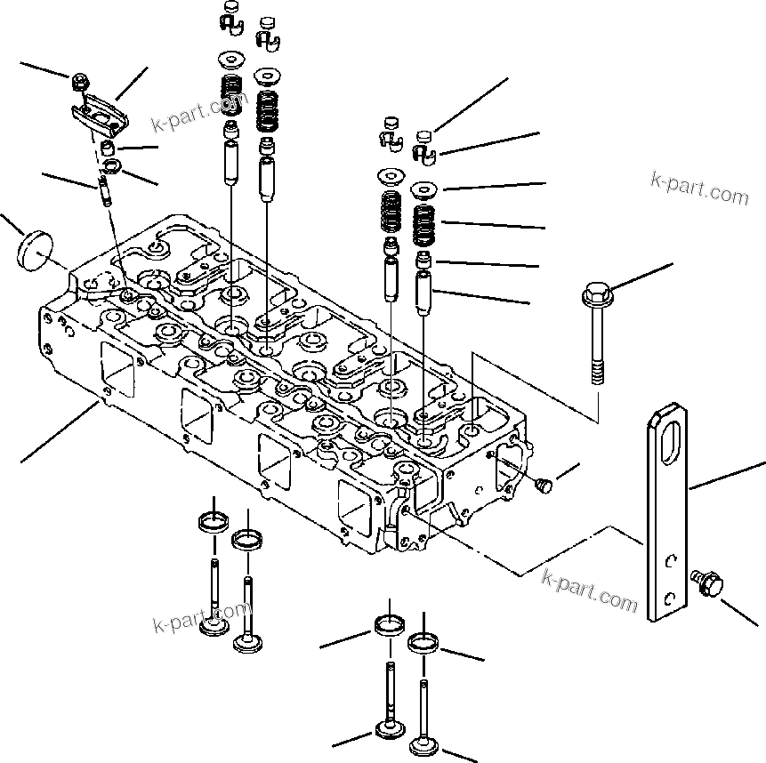 Komatsu parts book diagram for WB140PS-2N S/N A40034-UP: FIG. A0103-01A0  ENGINE - CYLINDER HEAD AND VALVE TRAIN