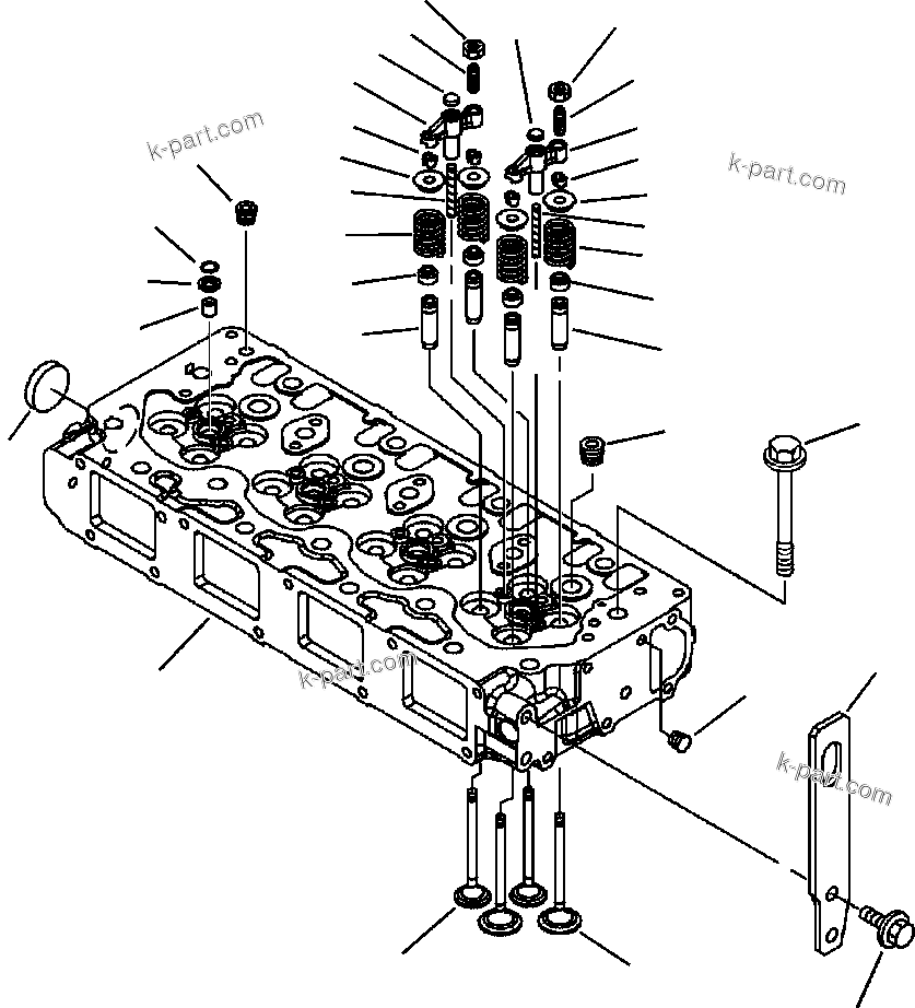 Komatsu parts book diagram for WB140PS-2N S/N A40034-UP: FIG. A0103-01A1  ENGINE - CYLINDER HEAD AND VALVE TRAIN