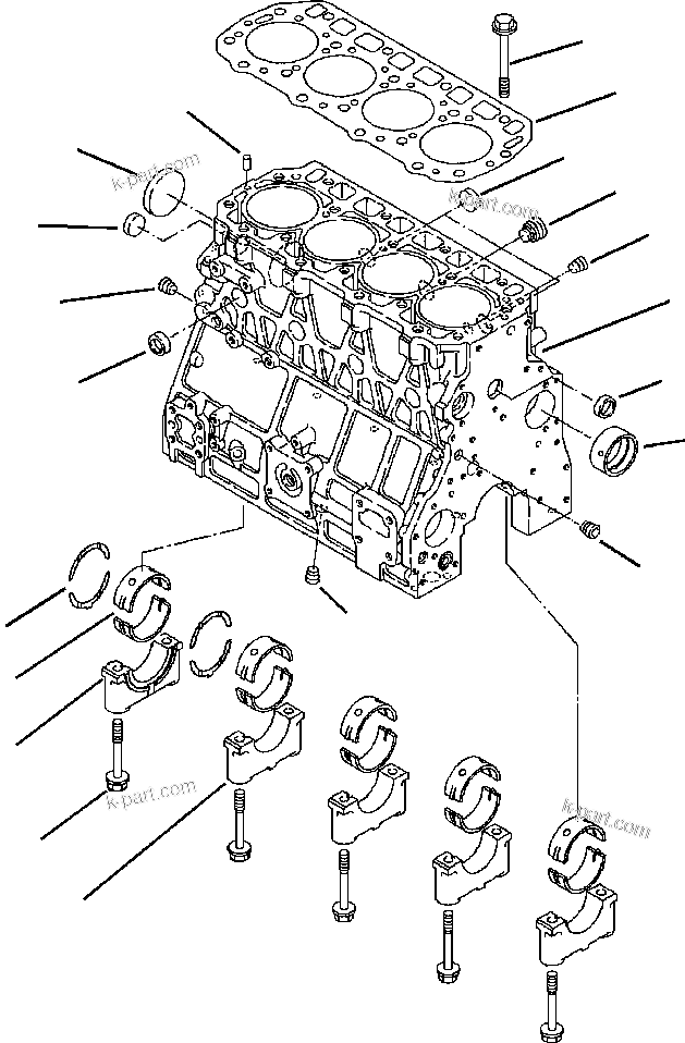 Komatsu parts book diagram for WB140PS-2N S/N A40034-UP: FIG. A0110-01A0  ENGINE - CYLINDER BLOCK
