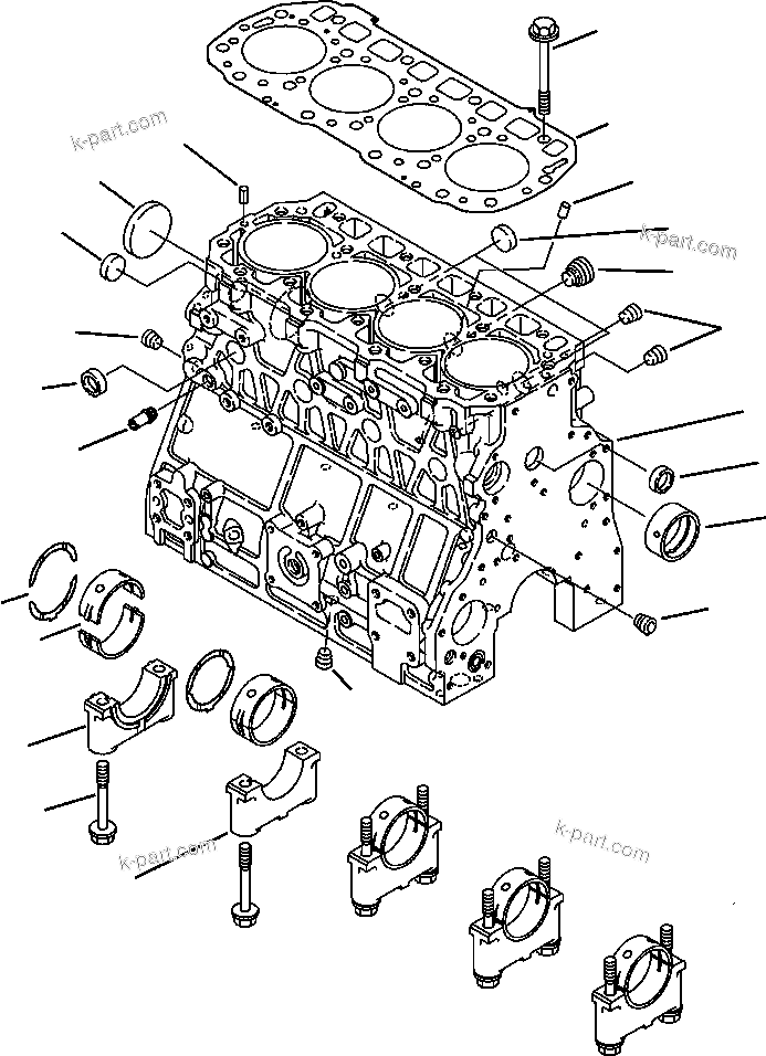 Komatsu parts book diagram for WB140PS-2N S/N A40034-UP: FIG. A0110-01A1  ENGINE - CYLINDER BLOCK