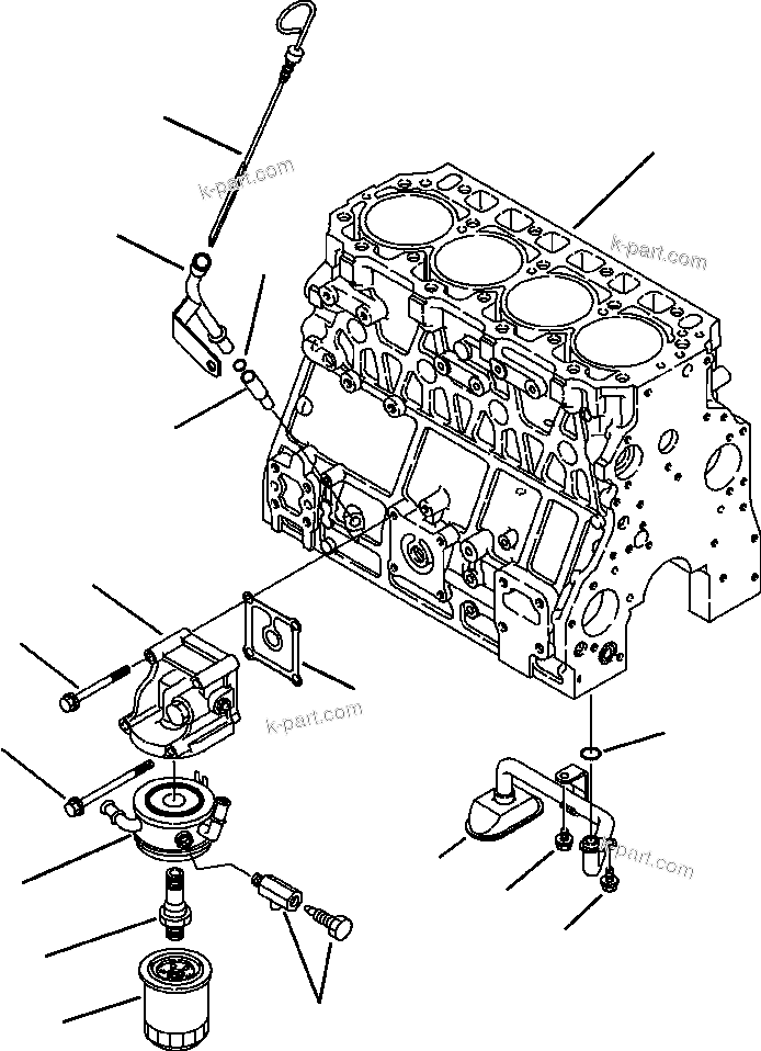Komatsu parts book diagram for WB140PS-2N S/N A40034-UP: FIG. A0120-01A1  ENGINE - OIL COOLER AND FILTER, SUCTION LINE AND DIPSTICK