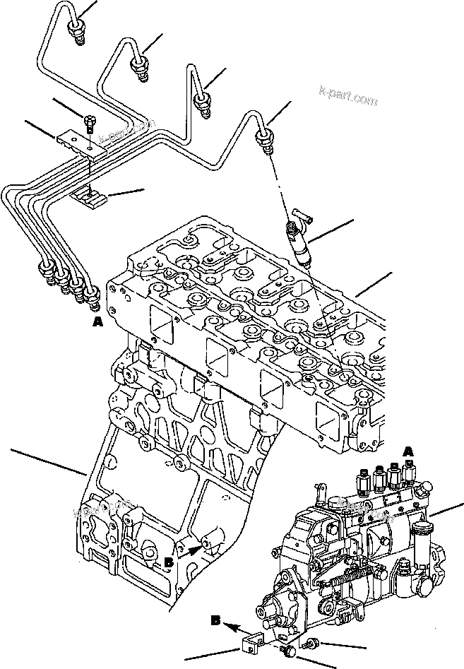 Komatsu parts book diagram for WB140PS-2N S/N A40034-UP: FIG. A0131-01A0  ENGINE - FUEL PIPING