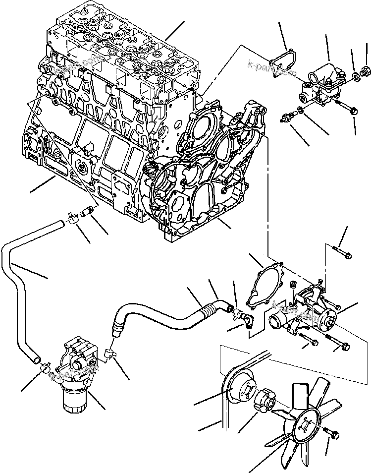 Komatsu parts book diagram for WB140PS-2N S/N A40034-UP: FIG. A0140-01A0  ENGINE - COOLING SYSTEM