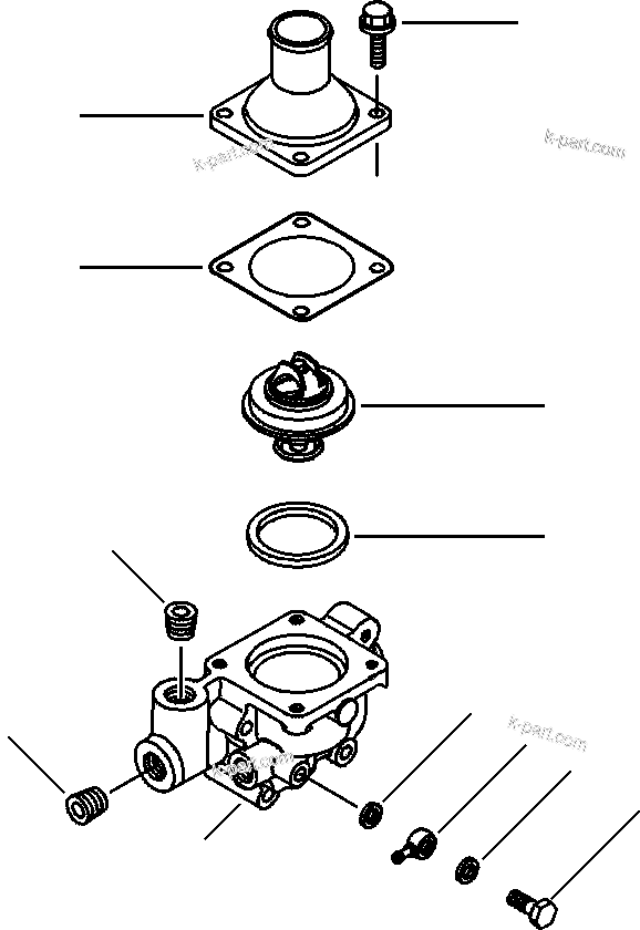 Komatsu parts book diagram for WB140PS-2N S/N A40034-UP: FIG. A0141-01A1  ENGINE - THERMOSTAT