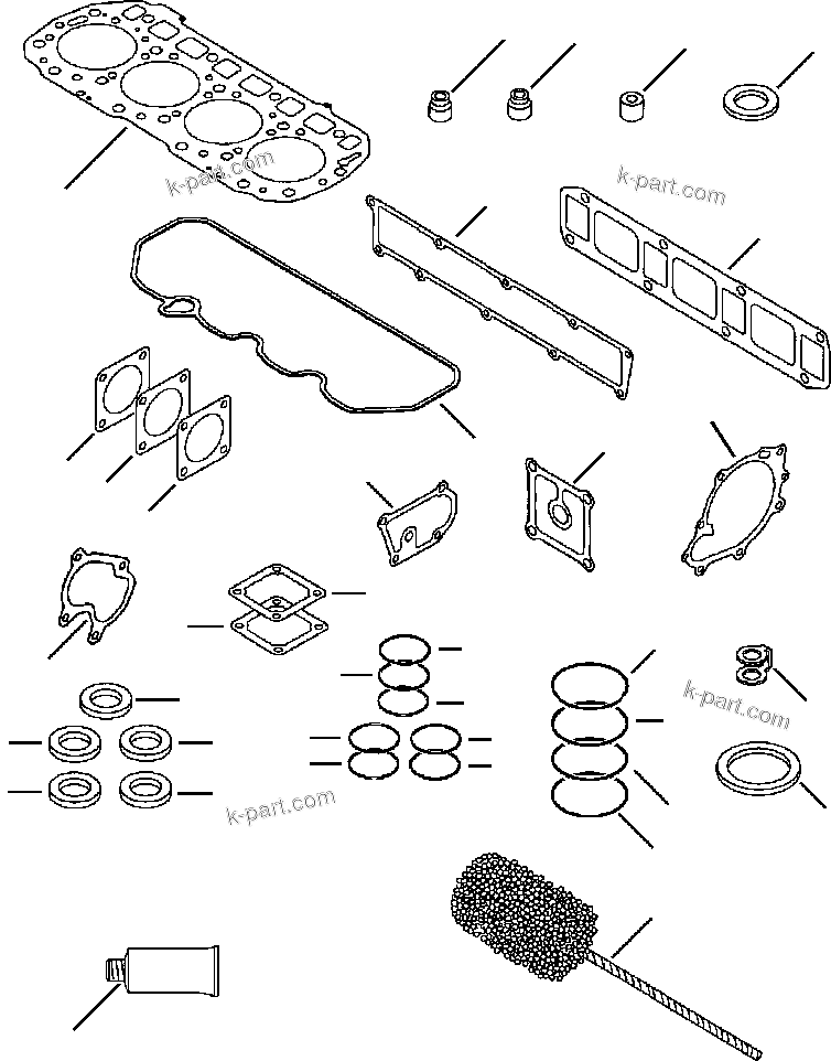 Komatsu parts book diagram for WB140PS-2N S/N A40034-UP: FIG. A0160-01A1  ENGINE - GASKET KIT