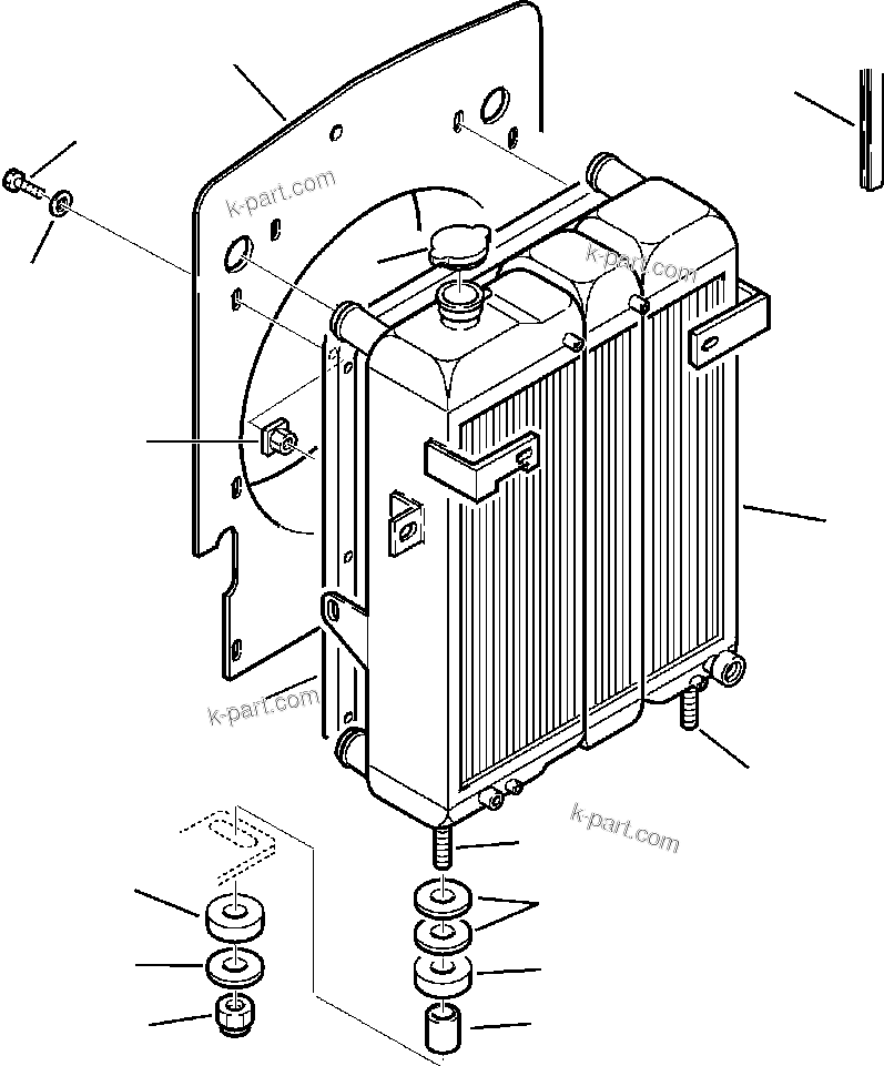 Komatsu parts book diagram for WB140PS-2N S/N A40034-UP: FIG. C1210-01A0 RADIATOR