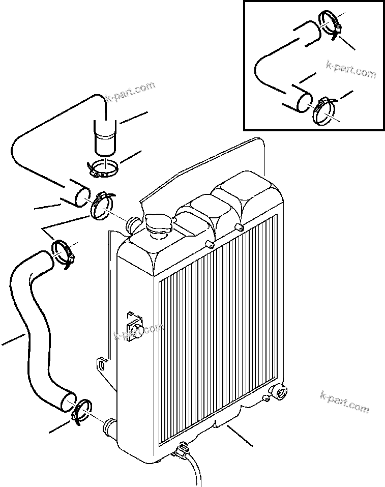 Komatsu parts book diagram for WB140PS-2N S/N A40034-UP: FIG. C1230-01A0 RADIATOR HOSING