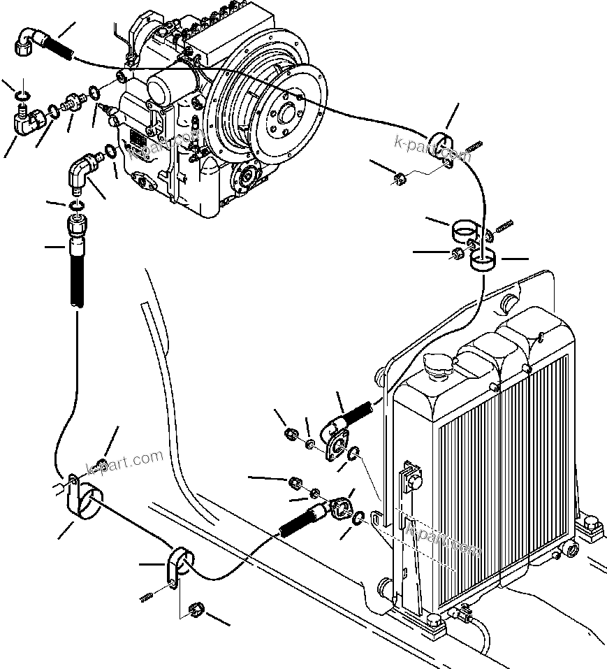 Komatsu parts book diagram for WB140PS-2N S/N A40034-UP: FIG. F3000-01A1 DRIVE TRAIN PIPING - TRANSMISSION COOLING LINES