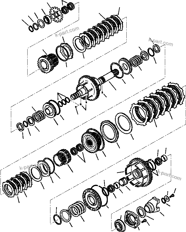 Komatsu parts book diagram for WB140PS-2N S/N A40034-UP: FIG. F3300-01A4 TRANSMISSION - 1ST, 3RD, AND 4TH GEAR CLUTCHES