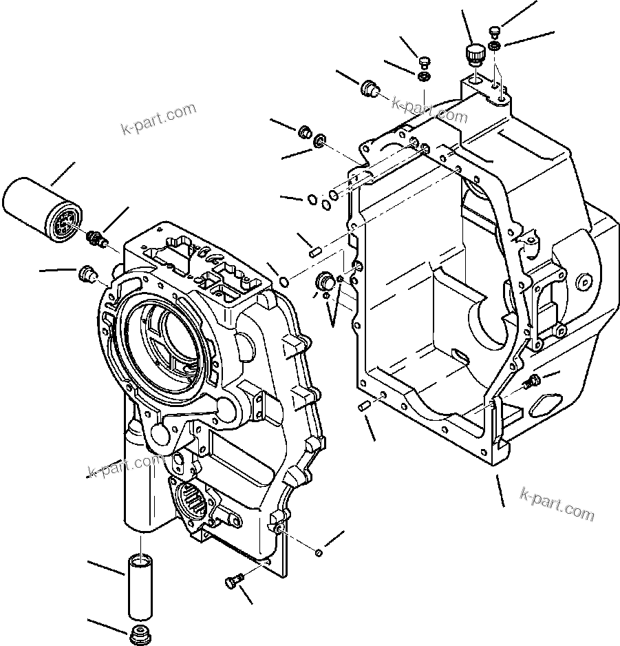 Komatsu parts book diagram for WB140PS-2N S/N A40034-UP: FIG. F3300-11A1 TRANSMISSION - HOUSINGS AND FILTERING