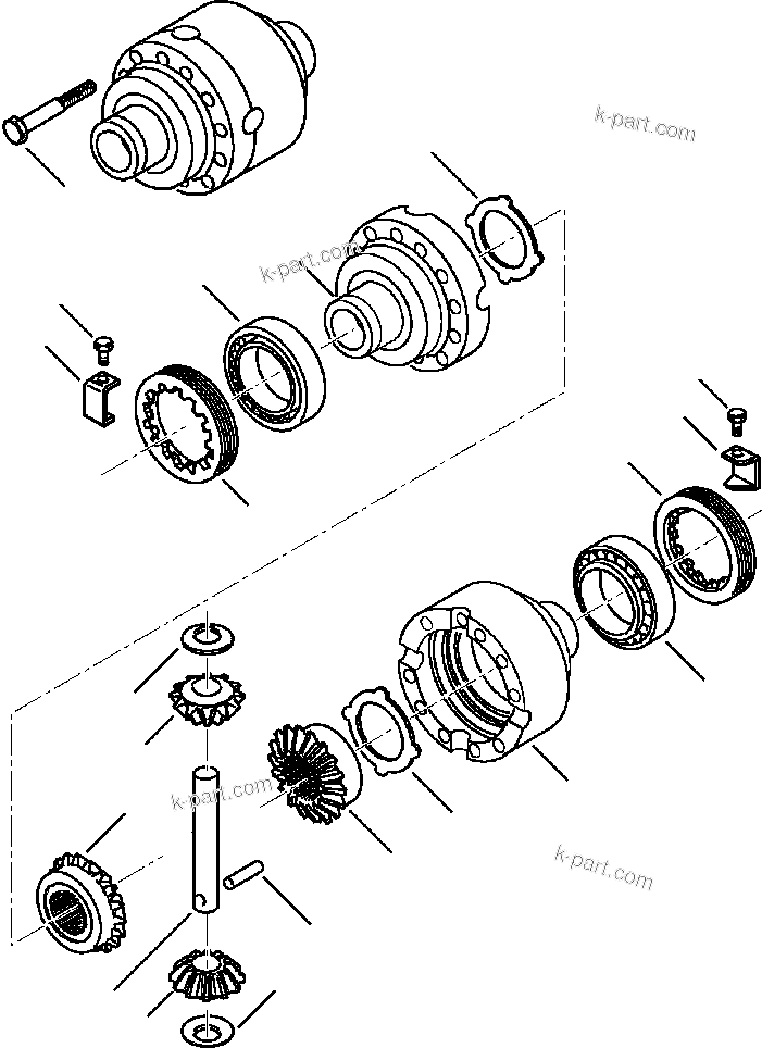 Komatsu parts book diagram for WB140PS-2N S/N A40034-UP: FIG. F3400-01A5 FRONT AXLE - DIFFERENTIAL