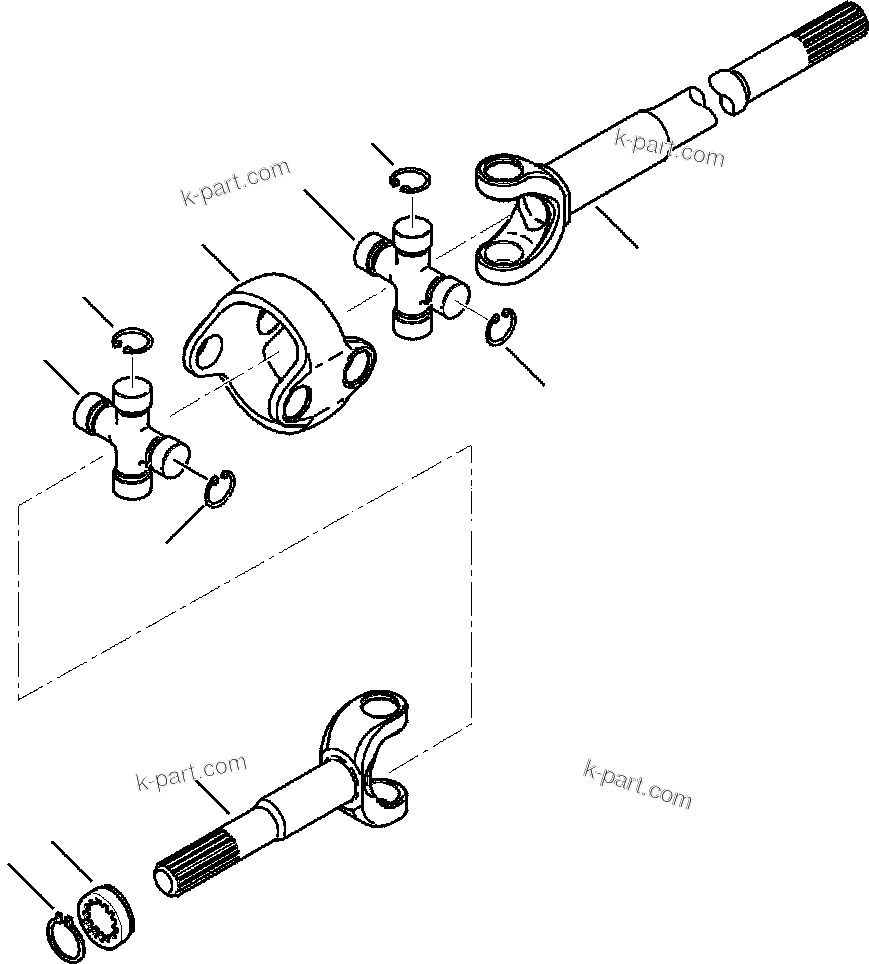 Komatsu parts book diagram for WB140PS-2N S/N A40034-UP: FIG. F3400-01A6 FRONT AXLE - DRIVE SHAFT