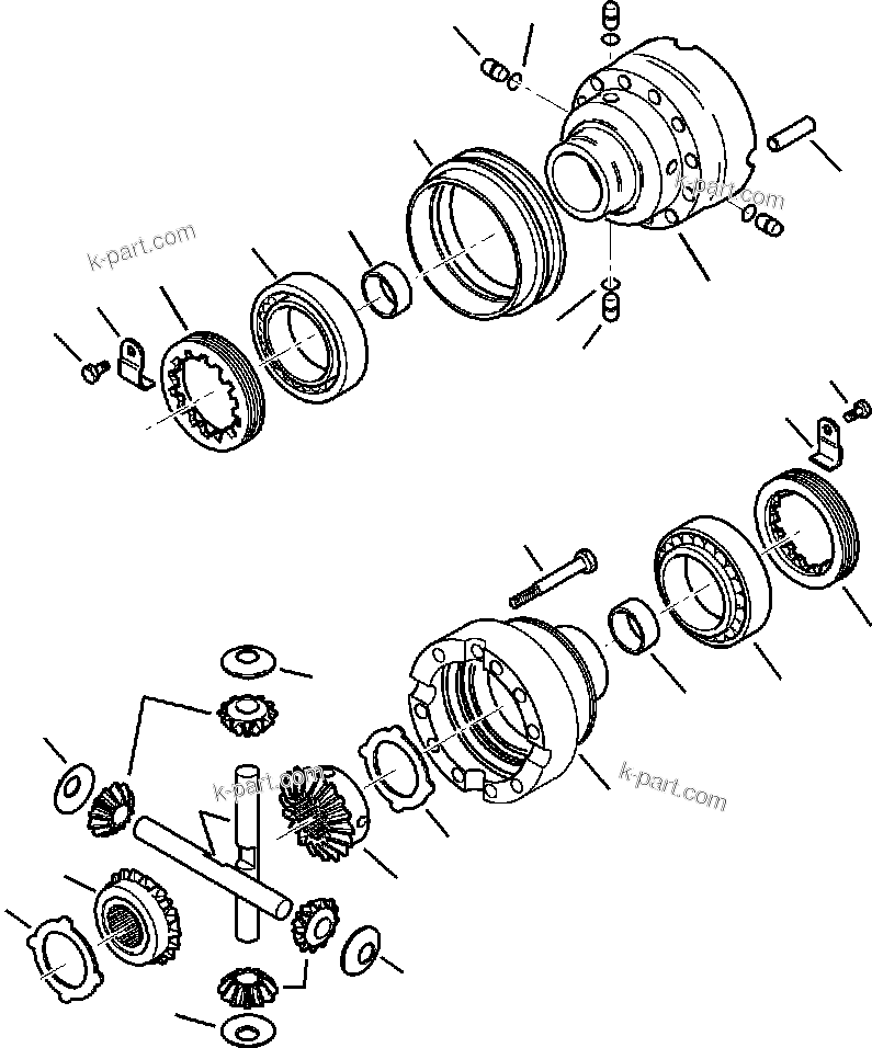 Komatsu parts book diagram for WB140PS-2N S/N A40034-UP: FIG. F3500-01A3 REAR AXLE - DIFFERENTIAL